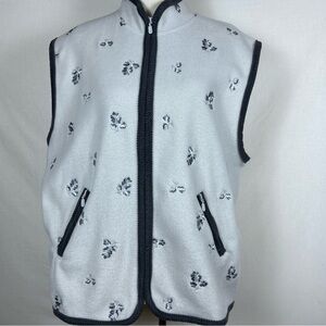 Hasting & Smith Vest Women’s L Embroidered Floral Warm Fleece Zippered Front